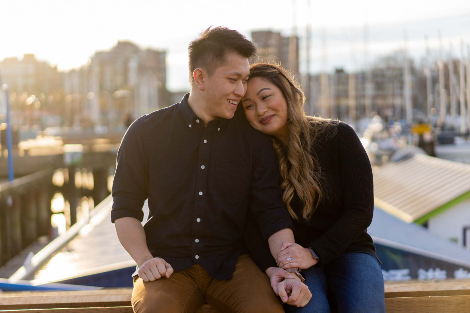 Sunset Granville engagement photo of couple