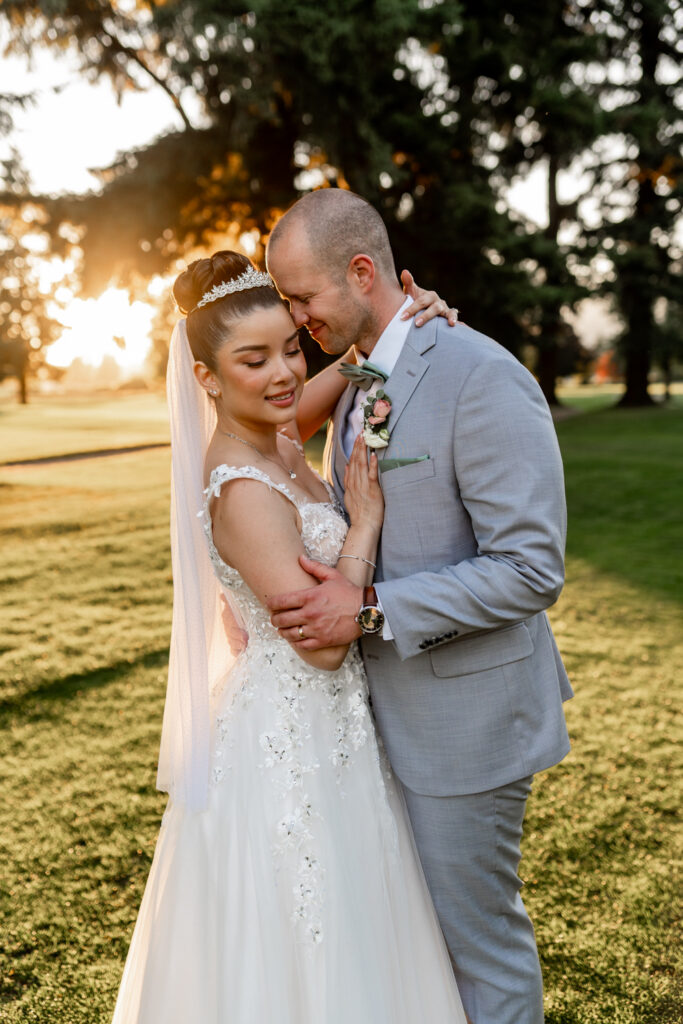 wedding golden hour photos at Chilliwack Golf Club Wedding