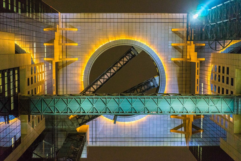 The entrance of the Umeda Sky Building. 