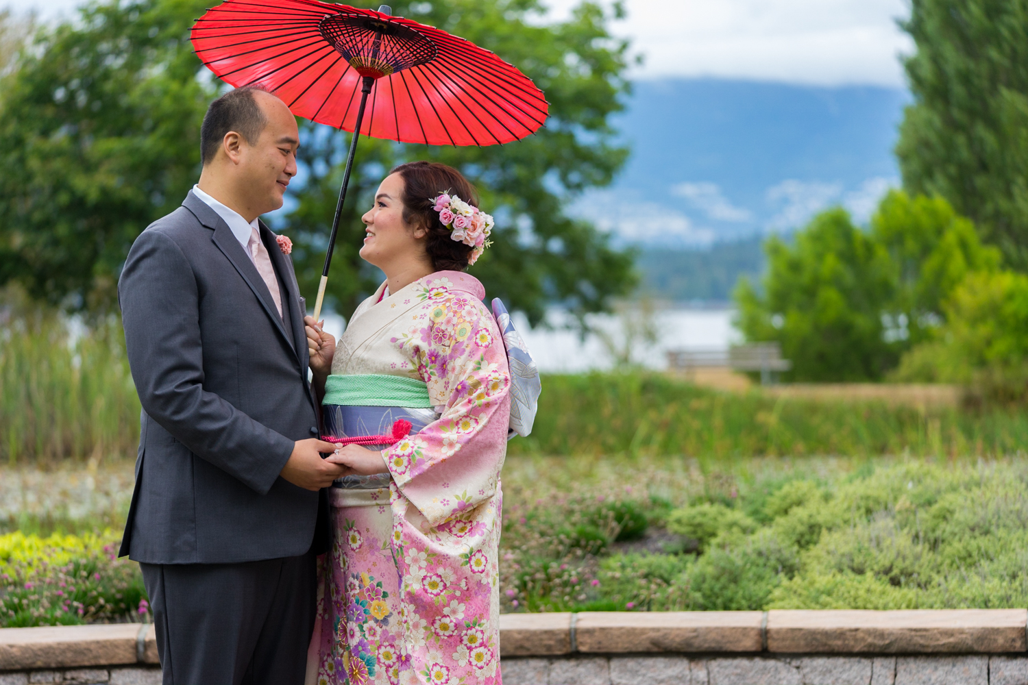 Bride in kimono at Vanier Park 