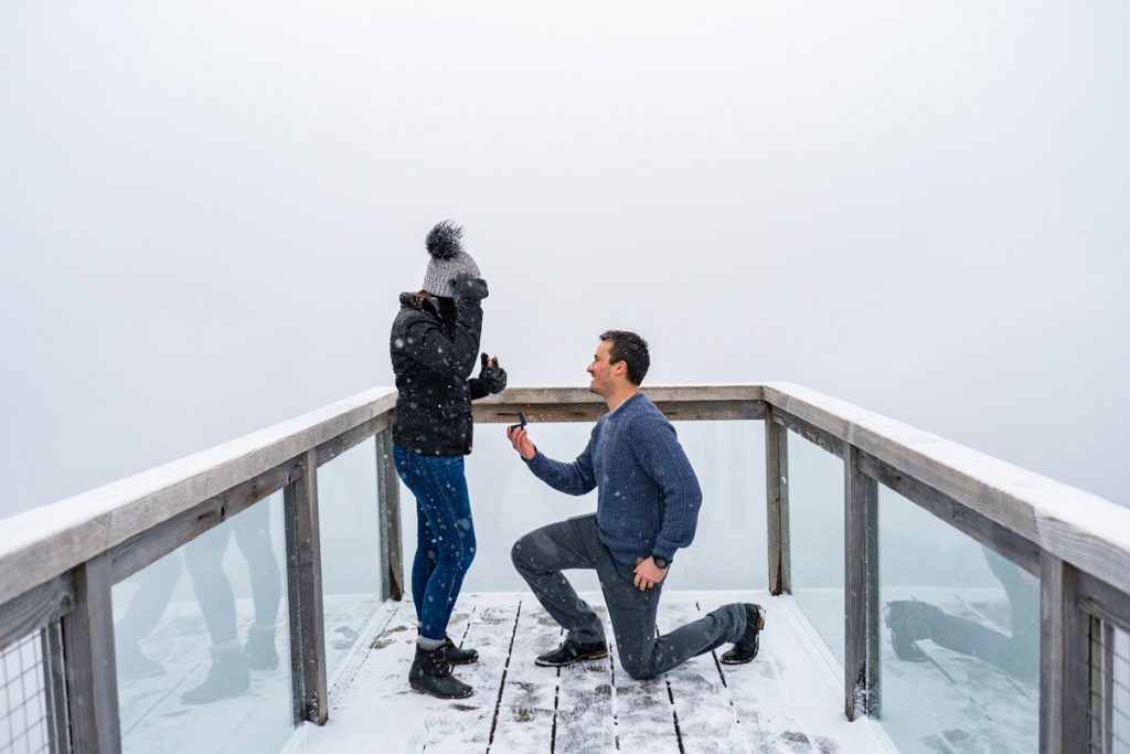 Guy proposing to girl for his Sea to Sky Gondola proposal