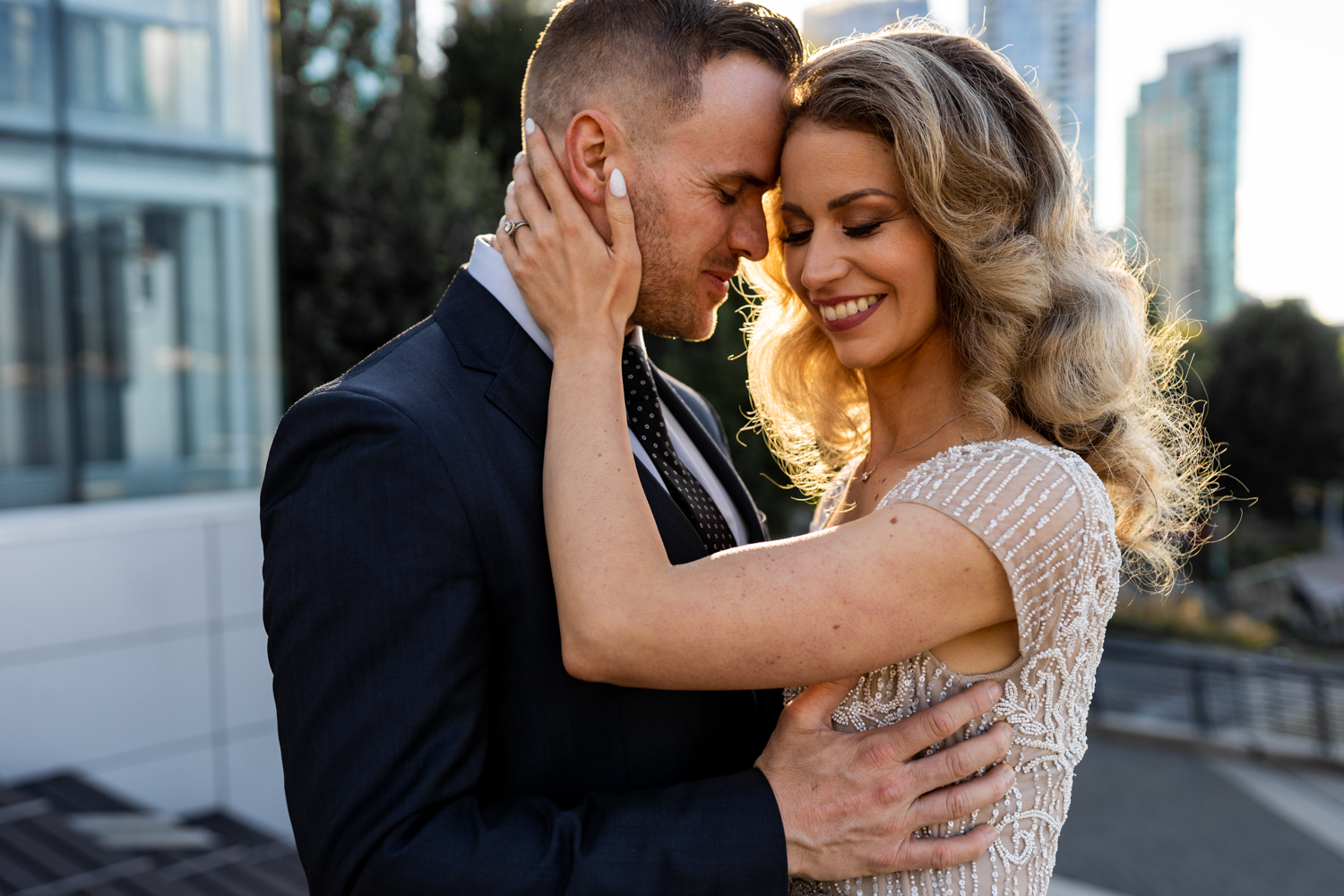newlywed couple at Vancouver Convention Centre